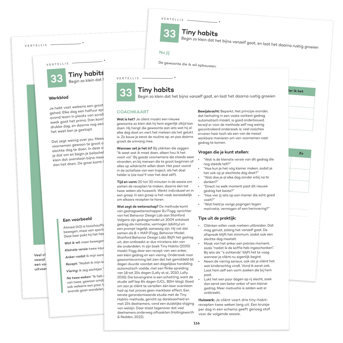 De Vertellis Coachtoolkit, coachkaart Tiny habits