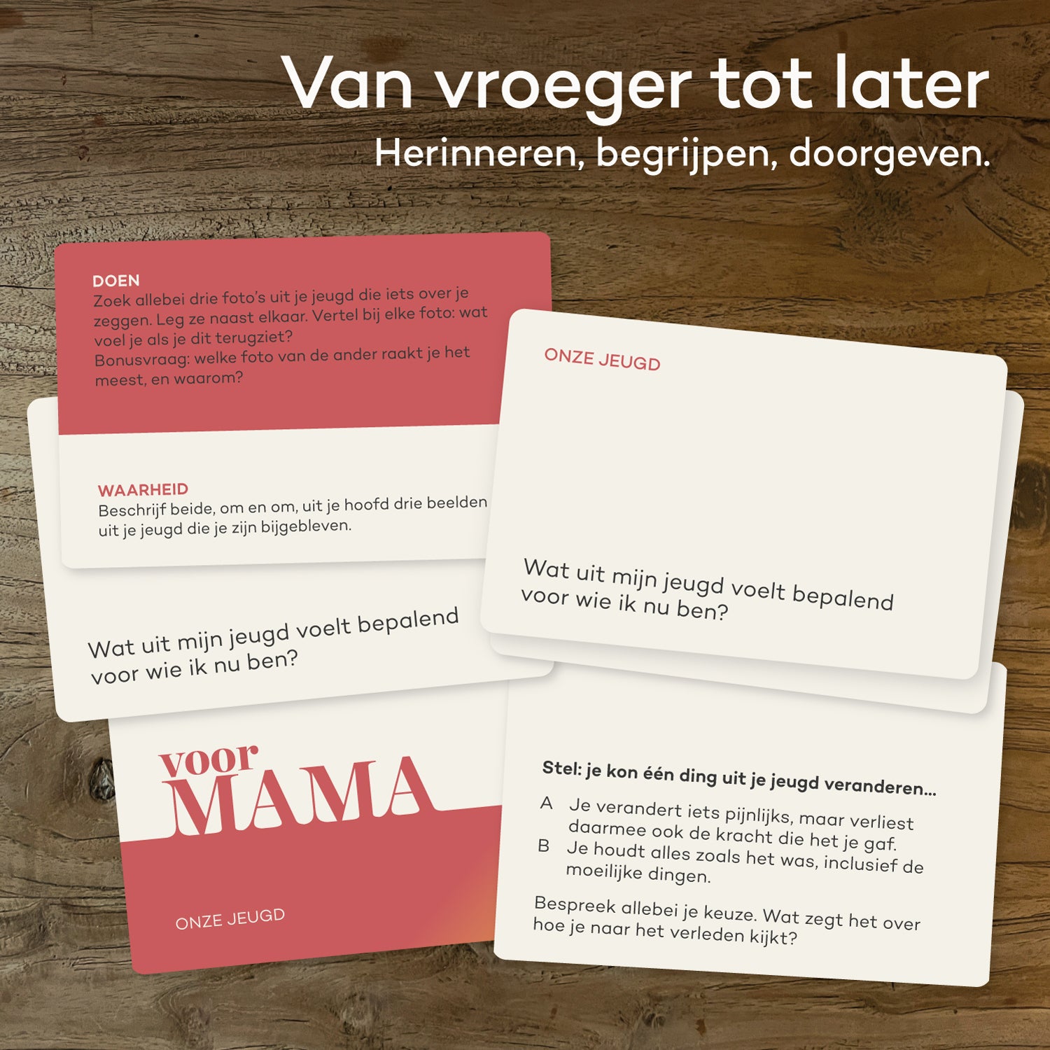Voor mama en mij kaartendeck inhoud - 52 wekelijkse gesprekskaarten voor moeder en kind