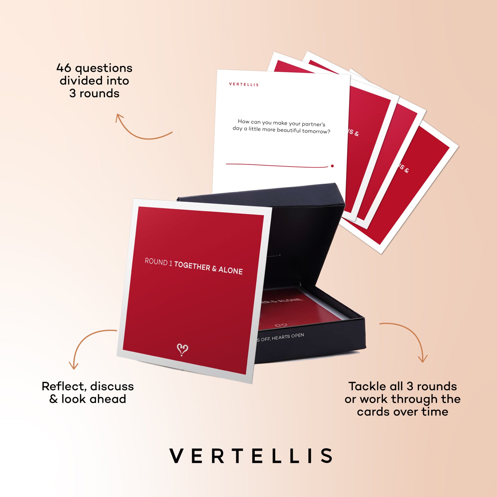 Vertellis Relationship Edition question card game - 46 powerful questions for more connection and love