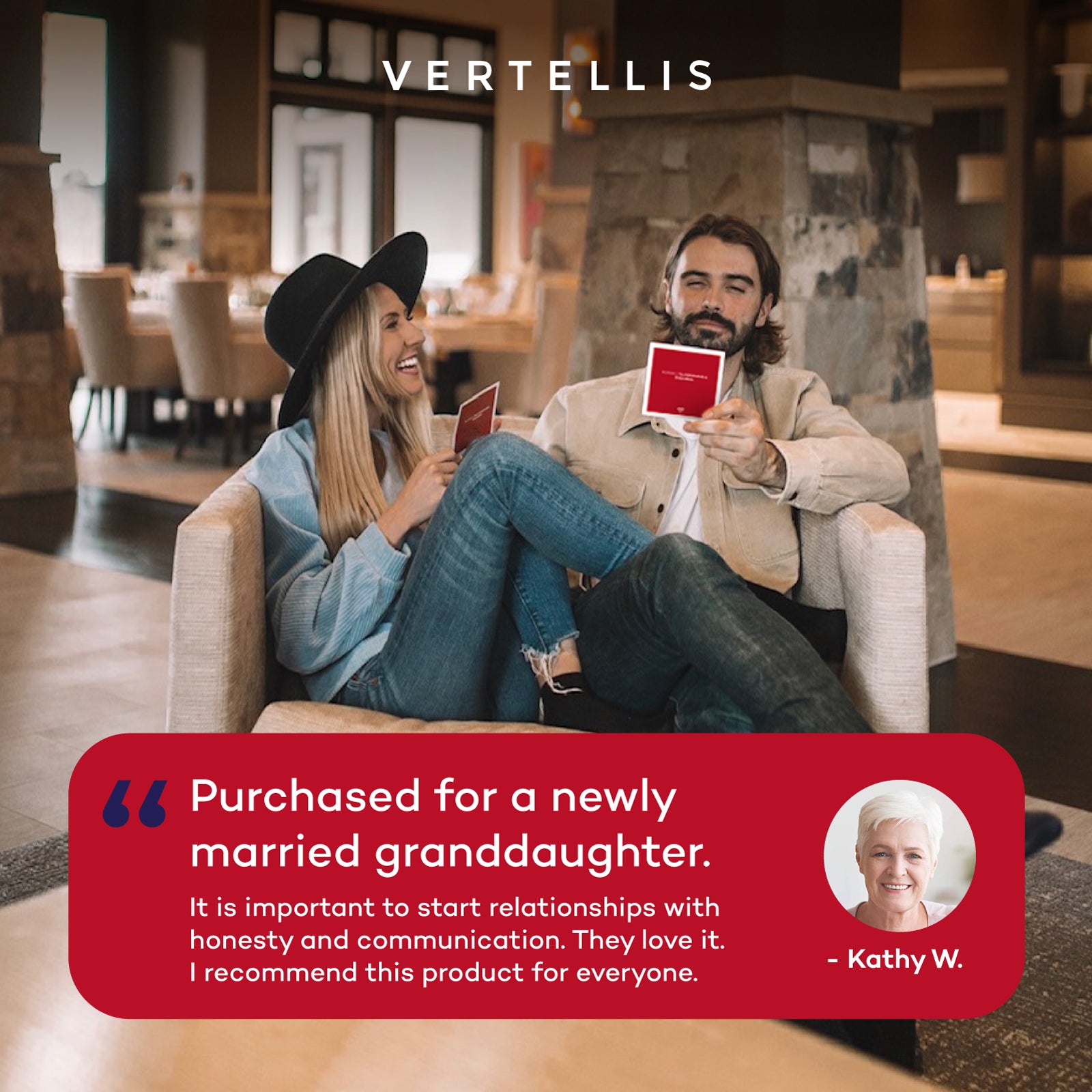 Vertellis Relationship Edition question card game - 46 powerful questions for more connection and love