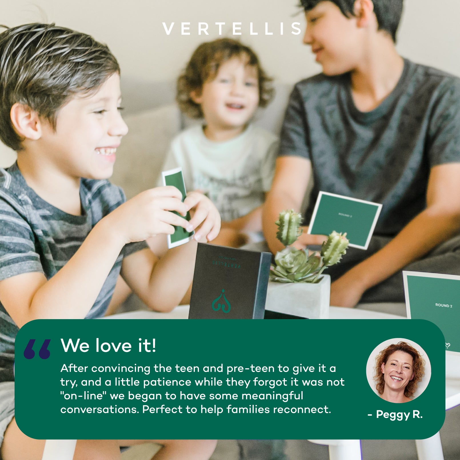 Vertellis Family Edition question card game - meaningful questions for more connection and depth